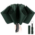 Chakipee Automatic Travel Inverted Umbrella Compact Windproof- Automatic reverse Umbrellas for Rain - Men and Women, Folding Portable Teflon Coating 48inch Span, 10 Ribs Large Umbrella