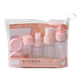 TOP SELECT Portable Travel Cosmetics Bottles Plastic Pressing Spray Bottle for Makeup, Toiletries Liquid Containers (7 Pcs/Set)