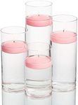 Set of 4 Eastland Cylinder Vases and 4 Richland Floating Candles 3" (Dark Pink)