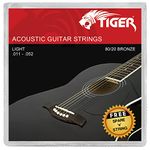 TIGER AGS-SL Acoustic Guitar Strings Super Light (.011-.052) Steel Strings for Acoustic Guitar, Bronze