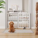 Semiocthome Freestanding Pet Gate with 2 Stands,Bamboo Dog Gates for Doorways,Dog Gates for The House,Puppy Gate for Stairs,Foldable Indoor Gate Safety Fence,24" Height-2 Panels Fully Assembled-White