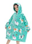 Summshall Blanket Hoodie, Oversized Wearable Sweatshirt Blankets Soft Hug Plush with Front Pocket, Cozy Warm Giant Hooded Snuggle Sweater for Teenagers Kids Boys Girls Alpaca