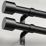 GEEBOBO 2 Pack Black Curtain Rods for Windows 28 to 48 Inch, 1 Inch Adjustable Heavy Duty Easy Install Curtain Rods Set for Outdoor, Patio, Farmhouse, Bedroom, Living Room (Black,30"-60",2 Pack)