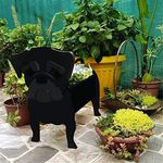 Tauzveok Plant wood flower pot, dog flowerpot, planters for outdoor decoration, for garden decorations, cacti, office, idea flower pots,Mops Schwarz