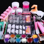 Professional Nail Kit Set With Acrylic Powder, Glitter, Tips, and Decoration Tools - DIY Supplies for Beginners & Professionals