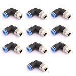 CEKER 3/8 Elbow Male Airlines Push Fittings 90 Degree Push to Connect Fittings Air Fittings, PL 10MM Tubing Od x 3/8" Npt Thread Pneumatic Push In Connectors Quick Connect Tube Fittings 2Packs