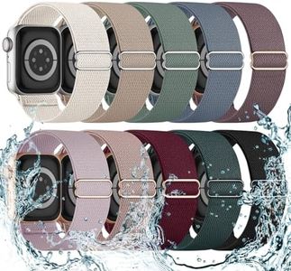 10 Pack Stretchy Bands Compatible with Apple Watch Band 40mm 38mm 41mm 42mm 44mm 45mm 46mm 49mm Women Men, Water-Resistant Solo Loop Elastic Sport Straps for iWatch Series 10 9 8 7 6 5 4 3 SE Ultra