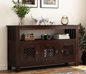 RK Deck Solid Wood Sideboard Cabinet Storage Unit for Home Living Room Furniture (Walnut Finish, Cabinet 4)