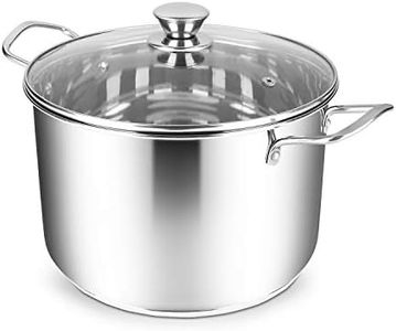 Penguin Home Stock Pot 24 cm, 7 Litre Stainless Steel Stockpot with Glass Lid Soup Pan Induction Safe Soup Pot, Casserole Dish Cooking Pot - 24x16cm Mirror Finish Cooker Pot Set