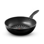 Tower T800306 SmartStart Forged 28cm Aluminium Wok with Easy Clean Aeroglide Non-Stick, 8X Stronger, Induction Compatible, Oven Safe, Long Lasting, PFOA Free, Black