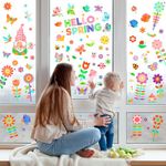 112Pcs Spring Summer Window Clings: 9 Sheets Flower Butterfly Pvc Double Sided Window Stickers Clings - Patio Balcony Office Glass Mirror Doors Decor for Kids Toddler