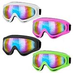 FRIUSATE Ski Goggles Kids,4 Pack Snowboard Goggles for Men Women Boys Girls,Skiing Snowboard Goggles,Motorcycle Goggles for Men Women Adult Youth