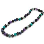 Baltic Essentials Raw Cherry Necklace with Jade Amethyst Lapis Turquoise 12.5", 12.5", Amber, Amber