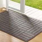 AmzGod Indoor Door Mat 20"x32" Non-Slip Front Door Mat Low-Profile Entrance Mat Vertical Stripe Mat for Entryway, Darkgray