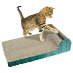 Cature Cat Scratch Pad for Cats, Scratcher with Catnip, Scratching Posts, Cat Toy Scratch Board Lounge with Bell-Ball (18.1''x 9.84'' x 4.33'')