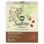 Bru Southern Trails | Easy Pour Coffee Bags | Mysore Nuggets | Medium-Dark Roast | 100% Specialty Grade, Single Origin Arabica Ground Coffee | 55g