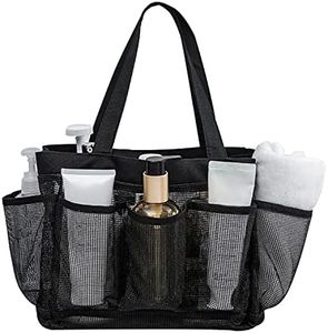 COFHOM Mesh Shower Caddy for University Dormitory, Portable Basket with 9 Pockets, Quick Dry Hanging Bathroom Tote, Essential Toiletry Storage Bag for Gym, Beach, Travel, Black