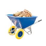 Equimed Garden Wheelbarrow - Extra Large Trolley with 200L Plastic Bucket, Puncture-Proof PU Wheels, Galvanised Frame (Blue/Yellow)