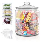 Masthome Large Glass Jars with Lids Airtight, 3.9L Cookie Jar Sweet Jars for Pasta, Flour, Rice, Cookie, Biscuit, Sugar, Nuts, Coffee Beans Storage Jars, Send 15 Pcs Food Storage Bags