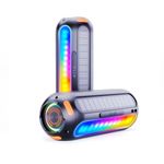 ABFOCE Solar Bluetooth Speaker,Portable Magnetic Wireless Speaker with 7 Colorful Flashing Lights 20W Super Bass 15H Playtime Waterproof, for Outdoor Home