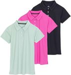 Real Essentials 3 Pack: Womens Short Sleeve Dry-Fit Performance Polo Shirt (Available in Plus), Set 1, XX-Large