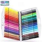 KXF Washable Felt Tip Colouring Pens Set for Children Non-toxic Thick Fibre Tip Pen Chunky Pens with Case Box for Colouring Book Drawing Gift - 36 Assorted Colours - Ages 3 Years Plus