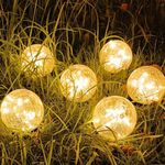 SyouHome Solar Garden Lights Outdoor Waterproof, 6 Pack 30 LEDs Cracked Glass Ball Light, Ground Landscape Garden Decor, Solar Globe Decorative for Pathway/Patio/Lawn/Yard (Warm White, 3.9")