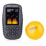 Venterior Portable Rechargeable Fish Finder Wireless Sonar Sensor Fishfinder Depth Locator with Fish Size, Water Temperature, Bottom Contour, Color LCD Display