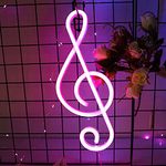 Music Note Shaped Neon Lights Music Note Neon Signs LED Decor Night Light Pink Neon Light Battery or USB Operated Creative Lighting for Christmas Wedding Birthday Gift Pub Kids Room Living Room