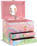 Jewelkeeper Musical Jewelry Box for Girls with 2 Drawers, Rainbow Ballerina Jewelry Boxes, Swan Lake Tune & Spinning Ballerina Doll, Girls Gifts
