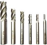 6Pack 1/8",1/4",3/16",5/16",3/8",1/2" inch Imperial Units High Speed Steel HSS 4 Flute Straight Shank Square Nose End Mill Cutter