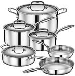 LEGEND COOKWARE 3 Ply Stainless Steel Pots and Pans Set | 10-Piece, Induction, Non-Toxic, Oven Safe | Best 18/0 Full Clad | Premium Kitchen Cooking, Professional Chef Quality | PFOA, PTFE & PFOS Free