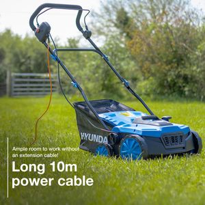 HYUNDAI 14” Electric Lawn Scarifier & Aerator – 1600W, 45L Bag, Adjustable Height