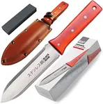 Hori Hori Garden Knife [7 Inches, Japanese Stainless Steel] Durable Gardening Tool for Weeding, Digging, Cutting & Planting with Leather Sheath and Sharpening Stone