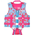 Bafeil Kids Swim Vest Toddler Float Jacket Boys Girls Swimming Jacket for kids with Adjustable Safety Strap, Suitable for 1-9 Year/22-50Lbs/Blue pink/S