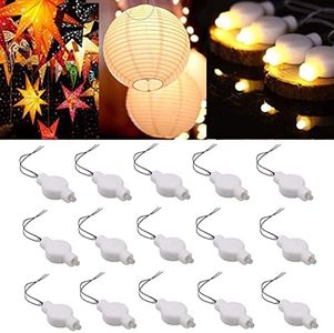 Hanging LED Paper Lantern Lights – 15 Pack Small Battery Operated LED Balloon Light for Chinese White Paper Lanterns with Lights | Mini Battery Powered Led Light Bulb for Party Craft Decoration