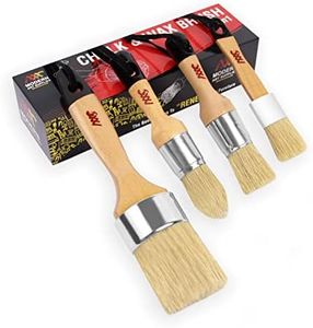 Chalk Wax Paint Brush 4PCs Set Including 3 Small Paint Brushes for Furniture Painting and 1 Large Chalk Brush, Bristle Paint Brushes Set Compatible with Annie Sloan Chalk Paint, Fusion Mineral Paint