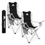 VOYAGER 2 Pack Premium Outdoor Camping Chair Set, 120kg Capacity, 3.3kg Per Chair, Waterproof & Foldable with Cup Holder & Side Pockets - Ideal for Garden, Fishing, Picnic, Camping & Travel Comfort