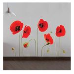 Red Poppy Flowers Removable Transparent Wall Art Decal Stickers