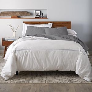 Ella Jayne Home Penthouse Collection Bedroom 3 Piece Duvet Cover Set with Satin Stitching, King/Cal King, Stone
