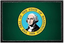 Washington State Flag - Color | Hook and Loop Attach for Hats, Jeans, Vest, Coat | 2x3 in | by Pull Patch