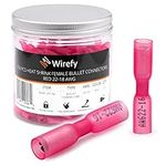 Wirefy 150 PCS Heat Shrink Female Bullet Connectors - Female Wire Bullet Connectors - Electrical Bullet Butt Terminals - Red 22-16 AWG