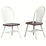 Sunset Trading Andrews Arrowback Dining Chair with Chestnut Seat, Set of 2, 38", Antique White