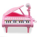 Amy&Benton Piano Keyboard Toy for Kids 24 Keys White Electronic Musical Instrument Multi-function with Microphone for Toddlers