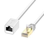 J&D Ethernet Extension Cable (1-Pack), RJ45 Cords Shielded Male to Female Cat 6 Ethernet Extender Cable Adapter Support Cat6 / Cat5e / Cat5 Standards, 0.9 Meter, White