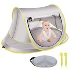 Domigard Pop Up Baby Beach Tent, Sun Shade Tent Portable Lightweight Waterproof UPF 50+ UV Protection, Beach Sun Shelter Foldable with Zipper for Baby, Pets for Beach, Yard, Picnic, Garden(Grey)