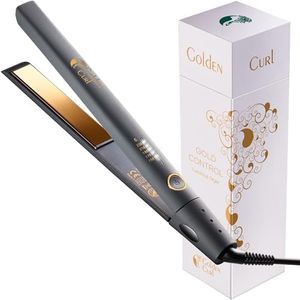 Golden Curl Fer Lisseur Cheveux Professionnel - 5 Ans de Tranquillité - Fer à Lisser et Boucleur Cheveux 2 en 1 - Appareil de Coiffure Hair Straightener pour Lisser et Boucler (Gold Control)