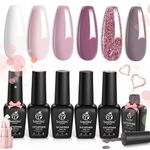 beetles Gel Polish Romantic Wedding Gel Nail Polish Set Holiday Valentine's Day Gift 6 Colors Classic French White Soft Pink Glitter Bridesmaid Gel Polish Kit Soak Off UV Gel Polish DIY Manicure Kit