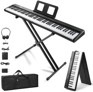 Foldable Digital Piano 88 Key Compact Electronic Keyboard Piano Set with Stand,Built-In Speakers,Electric Piano Keyboard with Sustain Pedal,Bluetooth,MIDI/USB/MP3 for Beginners Adults