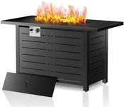 Electactic 43 Inch Propane Fire Pit Table, 3-in-1 Multi-Use 50,000 BTU Square Gas Fire Pit with Lid & Blue Glass Stones, Steel Tabletop, Adjustable Flame, for Patio, Backyard, Deck, Outdoor Gatherings